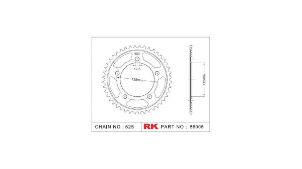 RK Kettenrad "5005" 525, Stahl, silber 44 Zähne