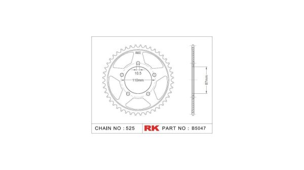 RK Kettenrad "5047" 525, Stahl, silber 44 Zähne