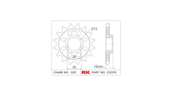 RK Antriebsritzel "5376-2Q" 525, Stahl,  17 Zähne