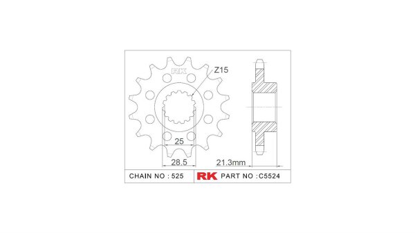 RK Antriebsritzel "5524-2Q" 525, Stahl,  16 Zähne