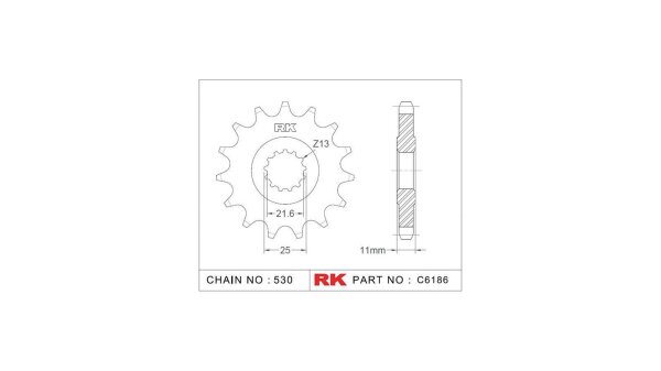 RK Antriebsritzel "6186" 530, Stahl 15 Zähne