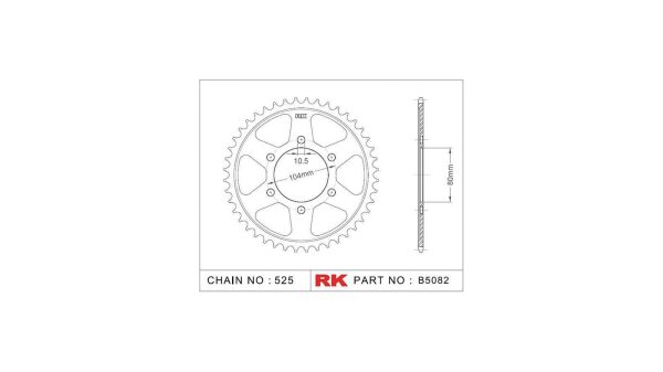 RK Kettenrad "5082" 525, Stahl 39 Zähne