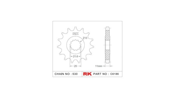 RK Antriebsritzel "6186" 530, Stahl 16 Zähne