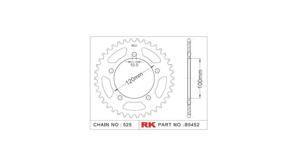 RK Kettenrad "5452" 525, Stahl, silber 40 Zähne