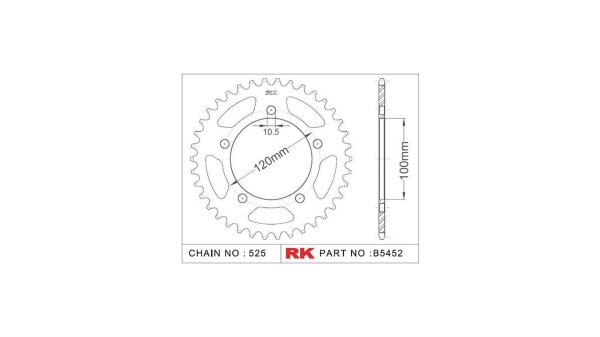 RK Kettenrad "5452" 525, Stahl, silber 41 Zähne