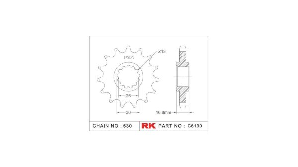 RK Antriebsritzel "6190" 530, Stahl 15 Zähne