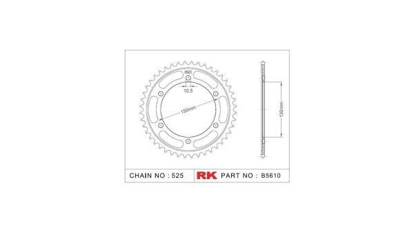 RK Kettenrad "5610" 525, Stahl, silber 47 Zähne