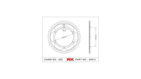 RK Kettenrad "5610" 525, Stahl, silber 49 Zähne