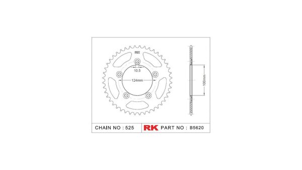 RK Kettenrad "5620" 525, Stahl, silber 36 Zähne