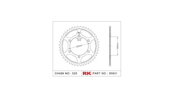 RK Kettenrad "5621" 525, Stahl, silber 47 Zähne