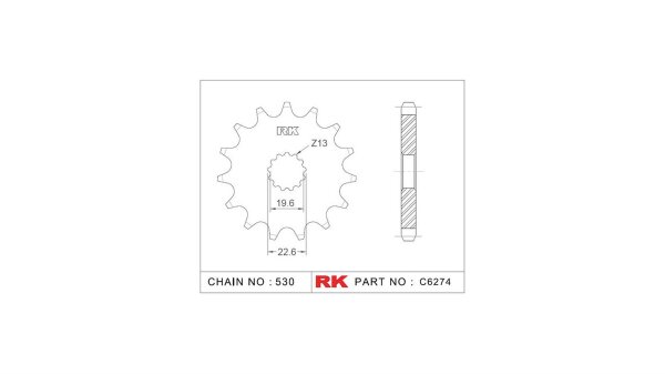 RK Antriebsritzel "6274" 530, Stahl 15 Zähne