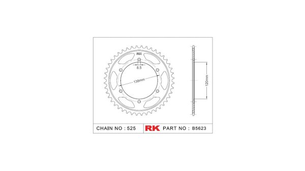 RK Kettenrad "5623" 525, Stahl, silber 40 Zähne