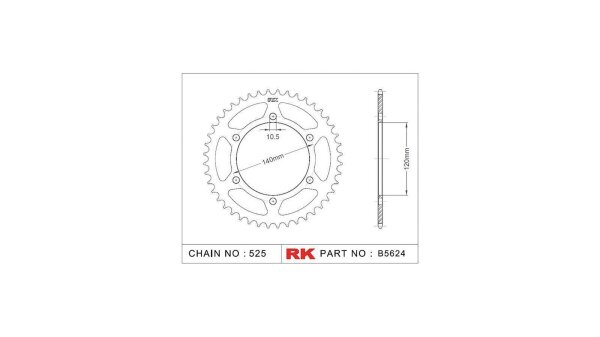 RK Kettenrad "5624" 525, Stahl, silber 38 Zähne