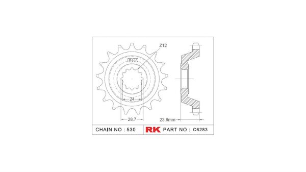 RK Antriebsritzel "6283" 530, Stahl 17 Zähne