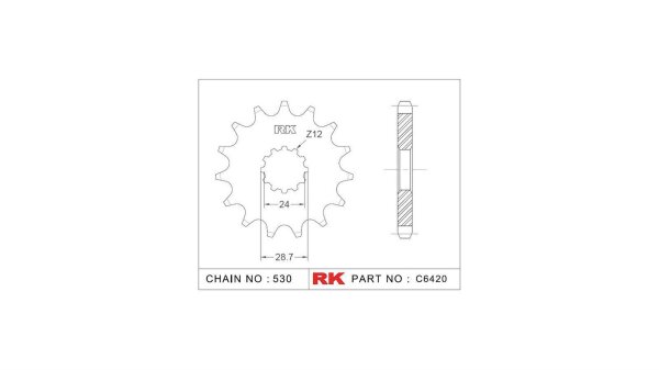 RK Antriebsritzel "6420" 530, Stahl 16 Zähne