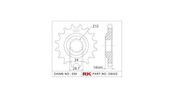 RK Antriebsritzel "6422" 530, Stahl 16 Zähne