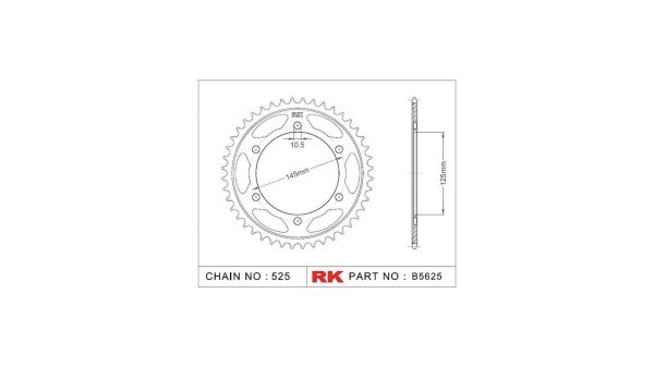 RK Kettenrad "5625" 525, Stahl, silber 43 Zähne