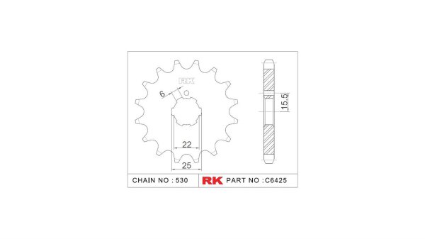 RK Antriebsritzel "6425" 530, Stahl 15 Zähne