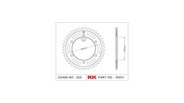 RK Kettenrad "5631" 525, Stahl, silber 42 Zähne