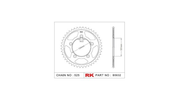 RK Kettenrad "5632" 525, Stahl, silber 37 Zähne