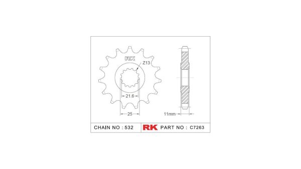 RK Antriebsritzel "7263" 532, Stahl 16 Zähne