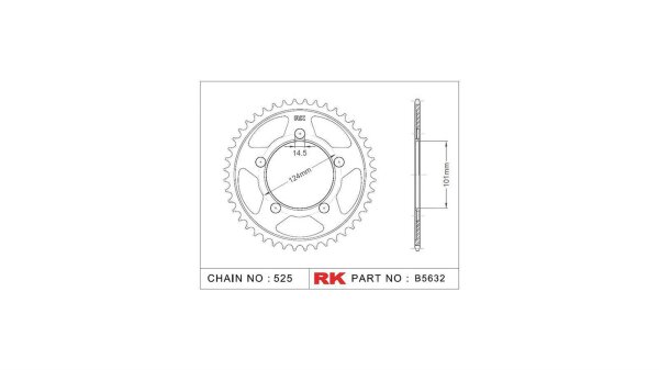 RK Kettenrad "5632" 525, Stahl, silber 38 Zähne