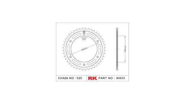 RK Kettenrad "5633" 525, Stahl, silber 41 Zähne