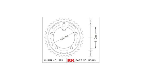 RK Kettenrad "5643" 525, Stahl, silber 44 Zähne