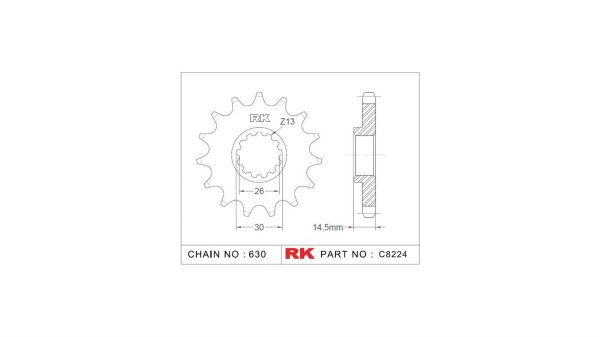 RK Antriebsritzel "8224" 630, Stahl 15 Zähne