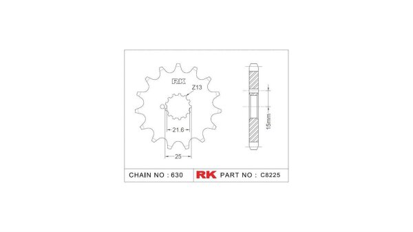 RK Antriebsritzel "8225" 630, Stahl 15 Zähne