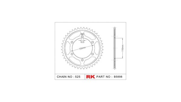 RK Kettenrad "5898" 525, Stahl, silber 43 Zähne