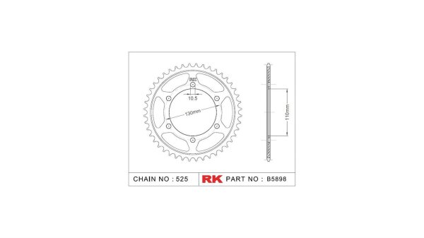 RK Kettenrad "5898" 525, Stahl, silber 45 Zähne