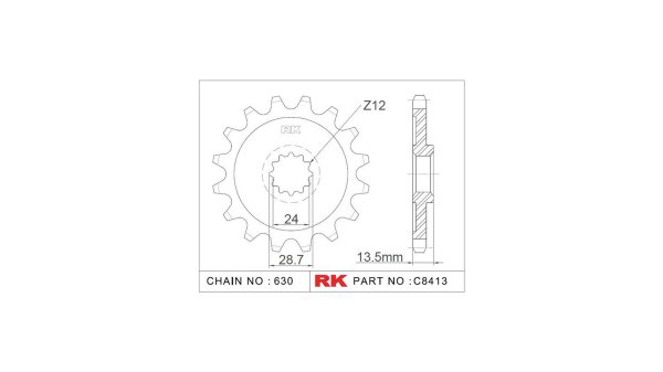 RK Antriebsritzel "8413" 630, Stahl 15 Zähne