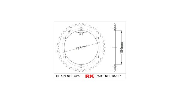 RK Kettenrad "5607" 525, Stahl, silber 43 Zähne