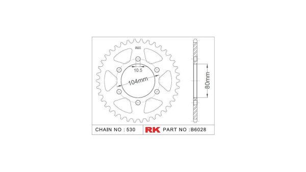 RK Kettenrad "6028" 530, Stahl, silber 38 Zähne