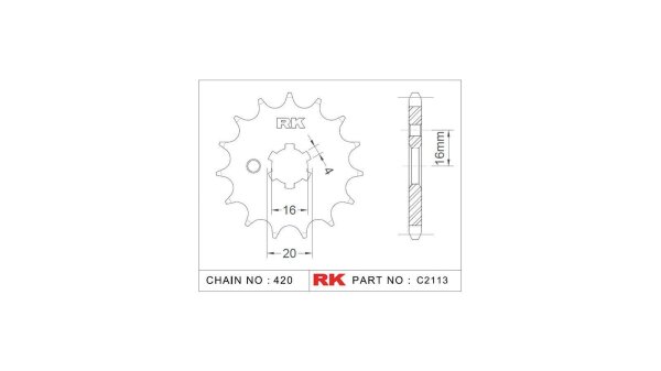 RK Antriebsritzel "2113" 420, Stahl 14 Zähne