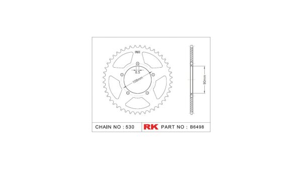 RK Kettenrad "6498" 530, Stahl, silber 38 Zähne