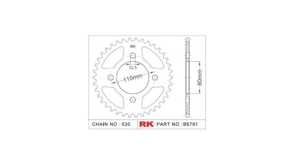 RK Kettenrad "6791" 530, Stahl, silber 39 Zähne