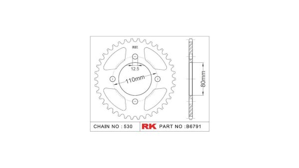 RK Kettenrad "6791" 530, Stahl, silber 48 Zähne