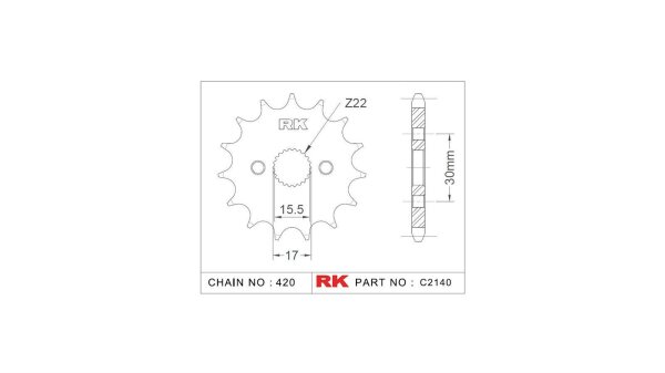 RK Antriebsritzel "2140" 420, Stahl 15 Zähne