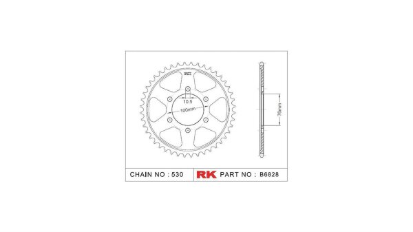 RK Kettenrad "6828" 530, Stahl, silber 42 Zähne