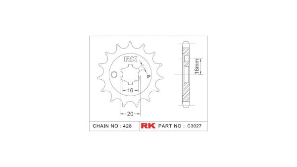 RK Antriebsritzel "3027" 428, Stahl 14 Zähne