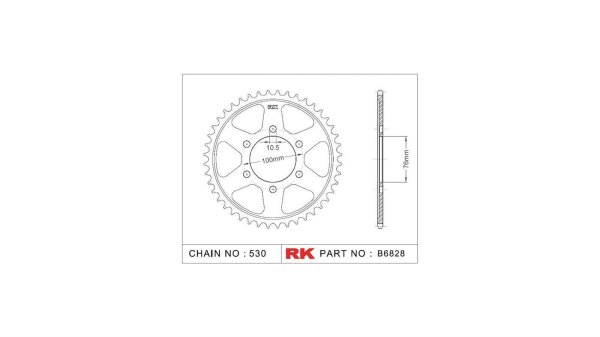 RK Kettenrad "6828" 530, Stahl, silber 44 Zähne