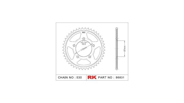 RK Kettenrad "6831" 530, Stahl, silber 42 Zähne