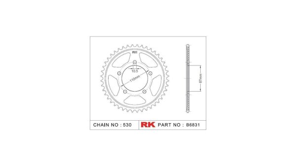 RK Kettenrad "6831" 530, Stahl, silber 45 Zähne