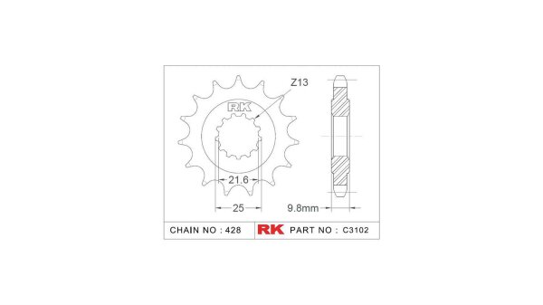 RK Antriebsritzel "3102" 428, Stahl 20 Zähne