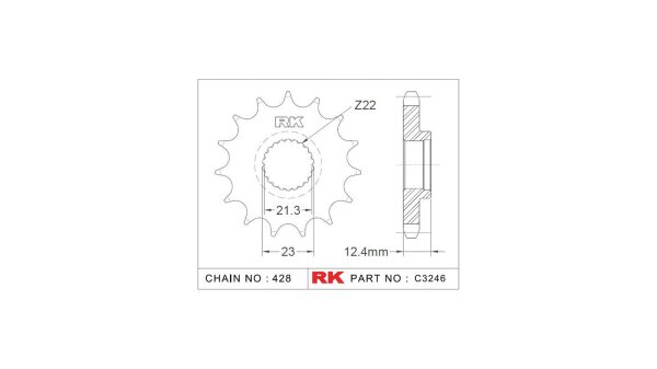 RK Antriebsritzel "3246" 428, Stahl 15 Zähne