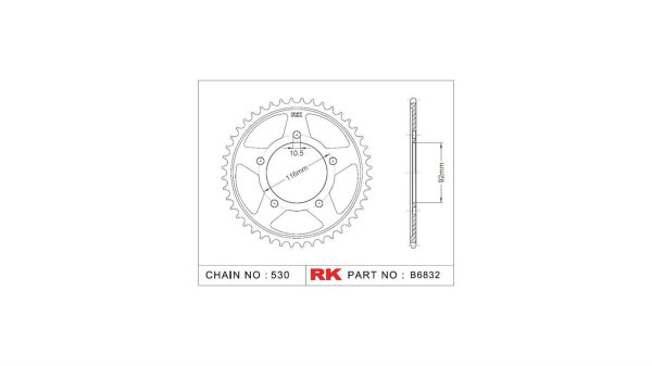 RK Kettenrad "6832" 530, Stahl 41 Zähne