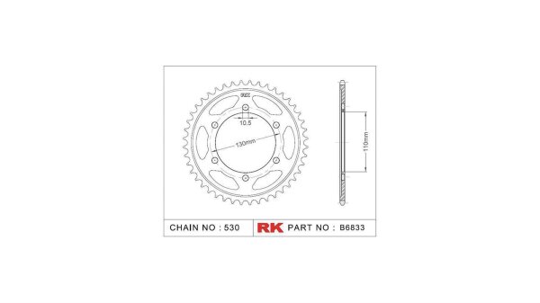 RK Kettenrad "6833" 530, Stahl, silber 39 Zähne