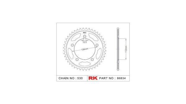 RK Kettenrad "6834" 530, Stahl, silber 39 Zähne